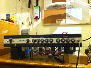 Sunn Model T blasphemously called a reissue even though it is just a beefed up Fender Evil Twin. Obviously it has nothing in common with the original Sunn Model T -- it is just a modern 2-channel amp with clean and high gain channel.