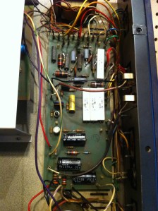 Output section after repair. Lots of shorted emitter resistors and 2N3055s. Some of the 22 ohm bias resistors were fried too HUGE lot of service info here, basically the mother load if you ever need to service one of these amps. It has schematics from all eras, parts list, and mods -- https://drive.google.com/file/d/0B01EXvY0__YYRWVWWC1mMy0tS3c/view?usp=sharing