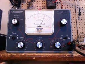 This is a Heathkit IG-72 tube audio generator. It can do sine waves only. I also only has a handful of parts so it's easy enough to service. The radio museum site has it listed here, in production from 1962 up until about 1977 -- http://www.radiomuseum.org/r/heath_audio_generator_ig_72_ig7.html 