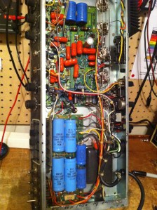 High tech amp. Has a simul-class power section which biases two power tubes in class A and two tubes in class AB through the same output transformer. SO, at idle two tubes bias at about 70mA and drop to 30-40mA when cranked (class A), while the other two idle around 30-40mA and rise to about 120-130mA when cranked (class AB). Also has half power option which, instead of limiting the power in the 4 tube simul-class output section, switches you over to another 2 power tubes. This amp had 6L6s for the simul-class section and EL34s for the half power option, although you could use 6L6s for the half power mode as well, from what I've read. A total of 6 power tubes in this amp