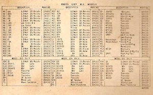 Gibson G10 parts list