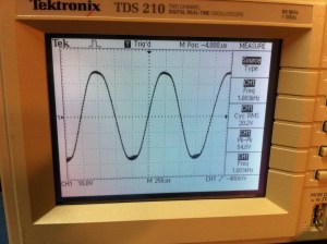 Musicman 2100RD (100RD) doing 20.2VAC at speaker jack for 100W into 4 ohms. Amazing because it has only two 6L6GCs for it's output section.  The output stage is unique it is a grounded grid class B design. The signal is applied at the cathode which sits about 60-70V above ground. The control grid voltage was around +22V and seems strange but it's STILL negative because the cathode is +70V or so. Screen grid is grounded. Plate voltage is extremely high, about 720V to get a huge voltage swing and lots of power. The power tubes are biased nearly at cutoff so almost no current flows at idle. This is a nice article -- http://www.linuxhorizon.ro/test/div/prj/gu50/config_GG/The%20Grounded-grid%20amplifier%20-%20Arrl.QST.-.1961-08-AUGUST.pdf 