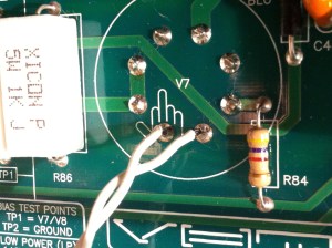 A doube fuck you. The FU gesture + that solder connection next to it is just hanging by a thread, how rude.