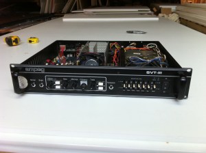 This is similarly rack-able like the SVT-II but with SS output section instead of six 6550s it's way smaller and lighter. It did 358W at clipping into 4 ohms. 