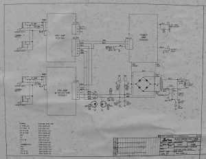 Block diagram was the best I could find for DL. Schematic is available not for DL here -- power amp -- https://docs.google.com/file/d/0B1FxxpOmGO8vQjUxNDZ6NDBIUlk/preview?pli=1&rm=demo preamp 1 -- https://docs.google.com/file/d/0B1FxxpOmGO8vckY3MG93XzZIZW8/preview?pli=1&rm=demo preamp 2 -- https://docs.google.com/file/d/0B1FxxpOmGO8vcGFkd2xObEtyYVE/preview?pli=1&rm=demo Catalogue page here -- http://www.preservationsound.com/wp-content/uploads/2011/01/Kustom_150_250_500_Catalog.pdf